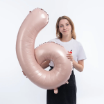 Шар (40''/102 см) Цифра, 6, Винтажная роза, Сатин, 1 шт. в уп., 26716