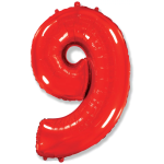Шар (40''/102 см) Цифра, 9, Красный, 1 шт. в уп., 901769RP