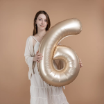 Шар (40''/102 см) Цифра, 6 Slim, Звездное Золото, Матовый, 1 шт. в уп., B901916MSG