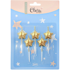 Набор свечей Звезда, Воздушный шар, Золото, 5 шт. с держат., 639280