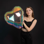 Шар (24''/61 см) Сердце, Зеркальный, Хамелеон, 1 шт. в уп., 24970