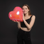 Шар (18''/46 см) Сердце, (надув воздухом), Розовый, Хамелеон, 1 шт. в уп., 24993