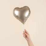 Шар с клапаном (10''/25 см) Мини-сердце, Белое золото, Сатин, 1 шт., 27611