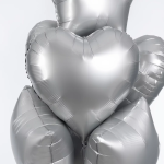 Шар (18''/46 см) Сердце, Серебро, Сатин, 1 шт., 27599