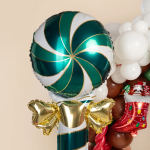 Шар (59''/150 см) Фигура, Леденец трость с бантом, Зеленый/Золото, 1 шт. в уп., 25036P