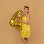 Шар (40''/102 см) Цифра, 4, Золото, Металлик, 1 шт. в уп., 24084