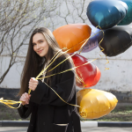 Шар (18''/46 см) Сердце, Черный, Сатин, 1 шт., 180000SFK