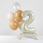 Шар (32''/81 см) Цифра на подставке, 2, Белый песок, 1 шт. в уп., 27512