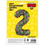 Шар (34''/86 см) Цифра, 2 Game Party, 1 шт. в уп., 501552