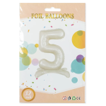 Шар (32''/81 см) Цифра на подставке, 5, Белый песок, 1 шт. в уп., 27515