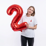 Шар (32''/81 см) Цифра, 2, Красный, 1 шт. в уп., 131382