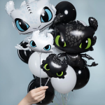 Шар с клапаном (8''/20 см) Мини-фигура, Любимый Дракон, Белый, 5 шт. в уп. (цв.этик.), 27116S5