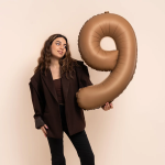 Шар (40''/102 см) Цифра, 9 Slim, Шоколад, Матовый, 1 шт. в уп., B901919MCH