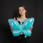 Шар (26''/66 см) Фигура, Бабочка (надув воздухом), Голубой, Хамелеон, 1 шт. в уп., 24984