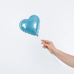 Шар с клапаном (10''/25 см) Мини-сердце, Голубой, Металлик, 1 шт., 27243