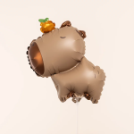 Шар с клапаном (15''/38 см) Мини-фигура, Капибара с мандаринкой, 1 шт., 26740