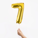 Шар с клапаном (16''/41 см) Мини-цифра, 7, Золото, Металлик, 1 шт., R3177