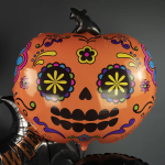 Шар (23''/58 см) Фигура, Тыква Калавера, Оранжевый, 1 шт., 35904WE