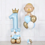 Шар (46''/117 см) Цифра, 1 Корона для принца, Голубой, 1 шт., G72102