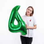 Шар (40''/102 см) Цифра, 4, Зеленый, Металлик, 1 шт. в уп., 27374