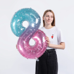 Шар (34''/86 см) Цифра, 8 Нежные искры, Розовый, Градиент, 1 шт. в уп., 131038