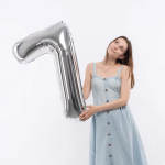 Шар (40''/102 см) Цифра, 7, Серебро, Металлик, 1 шт. в уп., 26497