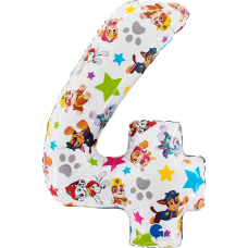 Шар (26''/66 см) Цифра, 4 Щенячий Патруль, 1 шт., L224 Шар (26''/66 см) Цифра, 4 Щенячий Патруль, 1 шт., L224