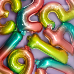 Шар с клапаном (16''/41 см) Мини-цифра, 4, Нежная радуга, Градиент, 1 шт., 180164