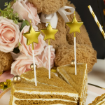 Свечи Звезда, на шпажке, Золото, Металлик, 3*3 + 12 см, 5 шт. с держат., 802951G