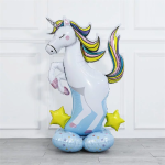 Шар 3D (50''/127 см) Фигура на подставке, Радужный единорог, 1 шт. в уп., 19901