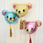 Шар (23''/58 см) Фигура, 3D Голова, Милый медведь, Коричневый, 1 шт., 19700