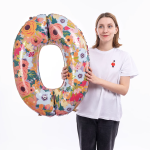 Шар (34''/86 см) Цифра, 0 Цветочный вальс, 1 шт. в уп., 131430