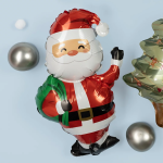 Шар (14''/36 см) Мини-фигура, Дед Мороз с подарками, 1 шт., 19147