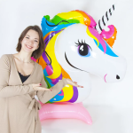 Шар 3D (55''/140 см) Фигура на подставке, Радужный единорог, Розовый, 1 шт. в уп., 19812