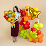 Шар с клапаном (14''/36 см) Мини-фигура, Кленовый лист, Красный, 1 шт., 24018