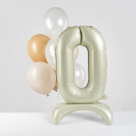 Шар (32''/81 см) Цифра на подставке, 0, Белый песок, 1 шт. в уп., 27510