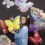 Шар (26''/66 см) Фигура, Бабочка (надув воздухом), Желтый, Хамелеон, 1 шт. в уп., 24982