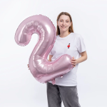 Шар (34''/86 см) Цифра, 2 Slim, Светло-розовый, 1 шт. в уп., 130012