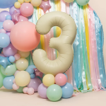 Шар (40''/102 см) Цифра, 3 Slim, Пыльный лайм, 1 шт. в уп., 942534