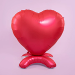 Шар 3D (65''/165 см) Сердце, на подставке, Красный, Сатин, 1 шт. в уп., 25202