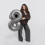 Шар (40''/102 см) Цифра, 8 Slim, Лунное Серебро, Матовый, 1 шт. в уп., B901918MMS