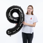 Шар (40''/102 см) Цифра, 9 Пит-Стоп, Черный, 1 шт. в уп., 23669