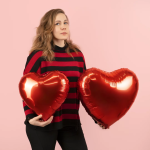 Шар (18''/46 см) Сердце, Красный, Металлик, 1 шт., 123034