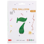 Шар (40''/102 см) Цифра, 7, Зеленый, Металлик, 1 шт. в уп., 27377