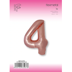 Шар (40''/102 см) Цифра, 4 Slim, Розовое Золото, Металлик, 1 шт. в уп., B901914RG