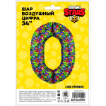 Шар (34''/86 см) Цифра, 0 Game Party, 1 шт. в уп., 501550