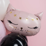 Шар (19''/48 см) Фигура, Голова, Волшебный котенок, Розовый, 1 шт. в уп., 19579P