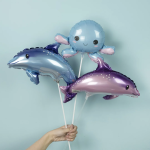 Шар (15''/38 см) Мини-фигура, Дельфин, Синий, 1 шт., 902883A