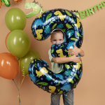 Шар (34''/86 см) Цифра, 3 Динозавры, 1 шт. в уп., 24813