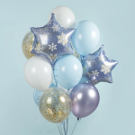 Шар (19''/48 см) Фигура, Снежинка, Морозные искры, Голубой/Золото, 1 шт. в уп., 26341G